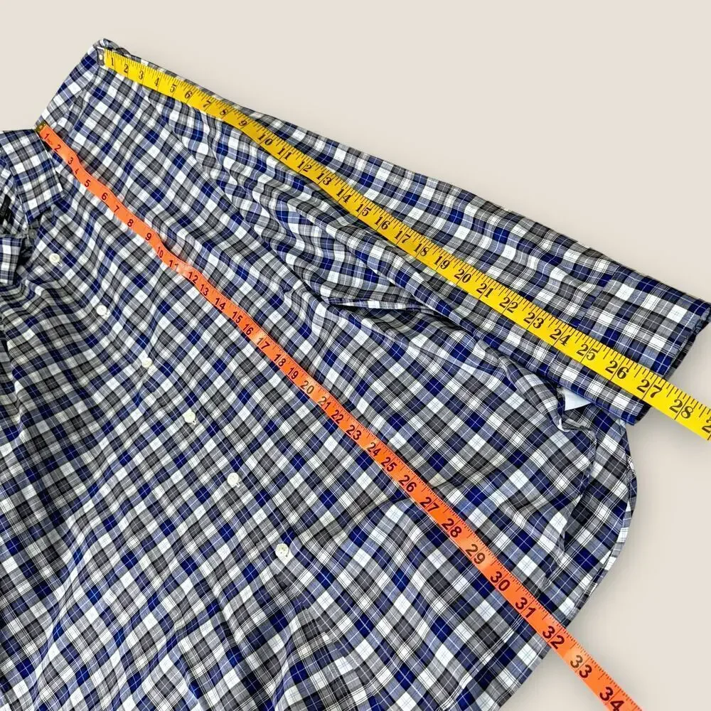 J. Crew Ludlow Plaid Long Sleeve Button Up Shirt Men Size XL 2 Ply Cotton Blue